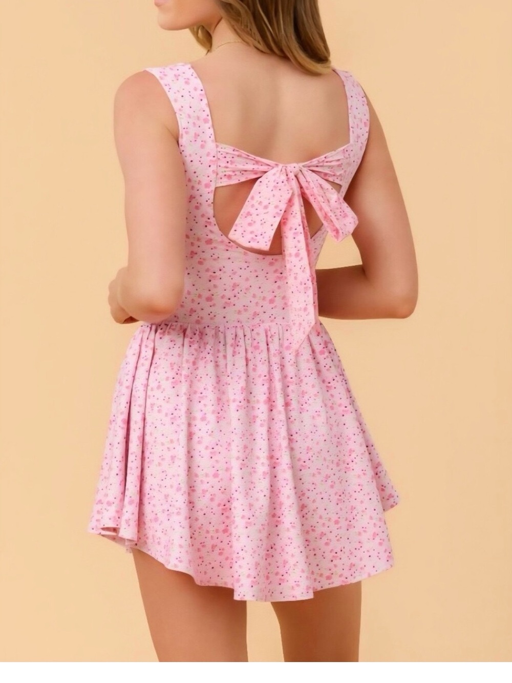 NWT Blogilates Women's Mommy & Me Princess Bow Back Dress, Pink Floral Print - Picture 2 of 9